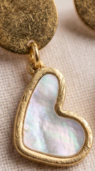 Gold Heart Pearl Drop Earrings