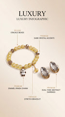 Yellow Panda Charm Set (Bracelet + Earrings)