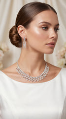 Classic Crystal Statement Necklace Set with Earrings