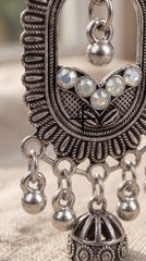 Oxidized Layered Circle Earrings – Antique German Silver Statement