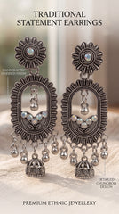 Oxidized Layered Circle Earrings – Antique German Silver Statement