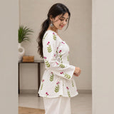 Ivory Berry Bloom Taj Printed Short Kurti