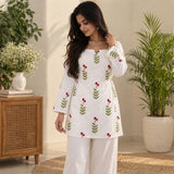 Ivory Berry Bloom Taj Printed Short Kurti