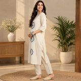 Ivory Embroidered White Kurta Pant Set