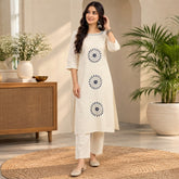 Ivory Embroidered White Kurta Pant Set