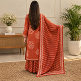 Rust Orange Printed Kurta Sharara & Dupatta Set