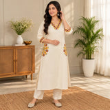 Ivory Heritage Embroidered Kurta Pant Set
