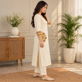 Ivory Heritage Embroidered Kurta Pant Set