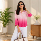 Pink Ombre Cotton Button-Down Shirt