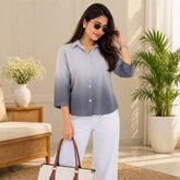 Slate Ombre Cotton Button-Down Shirt