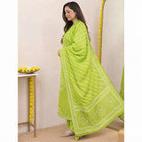 Lime Green Bandhani Printed Suit Set with Dupatta