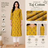 Women’s Mustard Yellow Floral Printed Straight Kurti