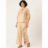 Women’s Beige Floral Embroidered Co-ord Set