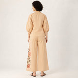 Women’s Beige Floral Embroidered Co-ord Set