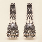 Oxidised Floral Dome Jhumka Earrings