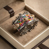 Multicolor Beaded Oxidised Statement Bracelet