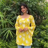 Sunshine Bloom Taj Cotton Lace-Up Short Kurti