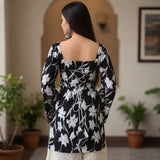 Noir Bloom Taj Cotton Lace-Up Short Kurti