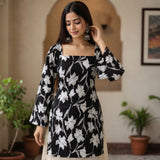Noir Bloom Taj Cotton Lace-Up Short Kurti