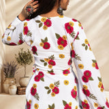 Ivory Bloom Printed Taj Cotton Flared Short Kurti