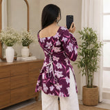 Mulberry Floral Lace-Up Short Kurti