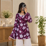 Mulberry Floral Lace-Up Short Kurti