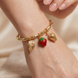 Berry Bloom Charm Gold Bracelet