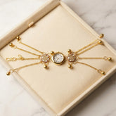 Kashmiri Heritage Bracelet Watch for Women | Gold-Plated Kundan Floral Bracelet Watch | Traditional Ethnic Jewelry Watch