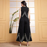 Women’s Black Co-ord Set with Contrast Chevron Detailing