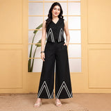 Women’s Black Co-ord Set with Contrast Chevron Detailing