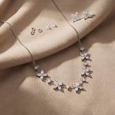 Floral Crystal Necklace Set with Earrings
