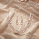 Rose Gold Crystal Necklace Set with Earrings