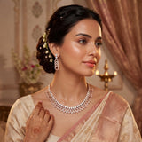 Rose Gold Crystal Necklace Set with Earrings