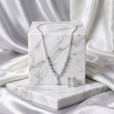 Zelya Crystal Floral Necklace & Earrings Set | Silver-Tone Bridal Jewelry Set