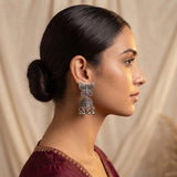 Oxidized Butterfly Jhumka Earrings – Antique German Silver Statement