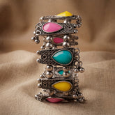 Boho Multicolor Stone Oxidised Statement Bracelet