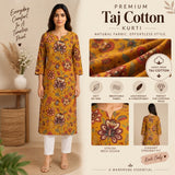 Women’s Mustard Yellow Floral Printed Straight Kurti