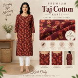 Women’s Maroon Floral Printed Straight Kurti