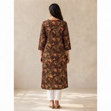 Women’s Brown Floral Paisley Printed Straight Kurti