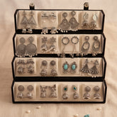 Set of 12 Oxidized Designer Earrings with Folding Jewelry Box | Zelya