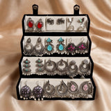 Set of 12 Oxidized Designer Earrings with Folding Jewelry Box | Zelya