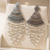 Oxidised Pearl Dangle Earrings