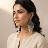 Oxidised Pearl Dangle Earrings