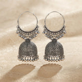 Oxidised Silver Jhumka Earrings