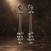 Oxidized Kashmiri Bird Tassel Earrings for Women | Traditional Ethnic Drop Earrings