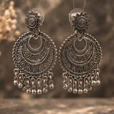 Oxidized Chandbali Drop Earrings for Women | Traditional Boho Statement Earrings