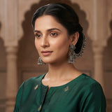 Oxidized Jhumka Earrings with Ear Chain | Traditional Boho Earrings for Women