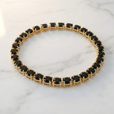 Gold & Black Oval Tennis Bracelet for Women | Premium Crystal Bracelet