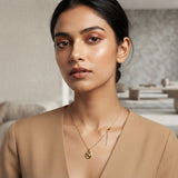 Zelya Anti-Tarnish Gold Sculpted Round Pendant Necklace