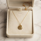 Zelya Anti-Tarnish Gold Sculpted Round Pendant Necklace